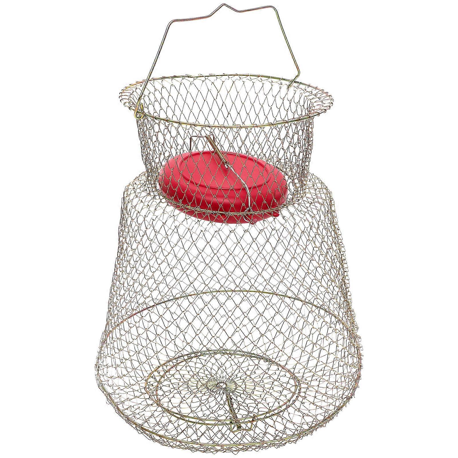 Foldable Fishing Net Cage Circular Fish Basket Fishing Equipment Golden Iron Material for Fish Containment 1Set