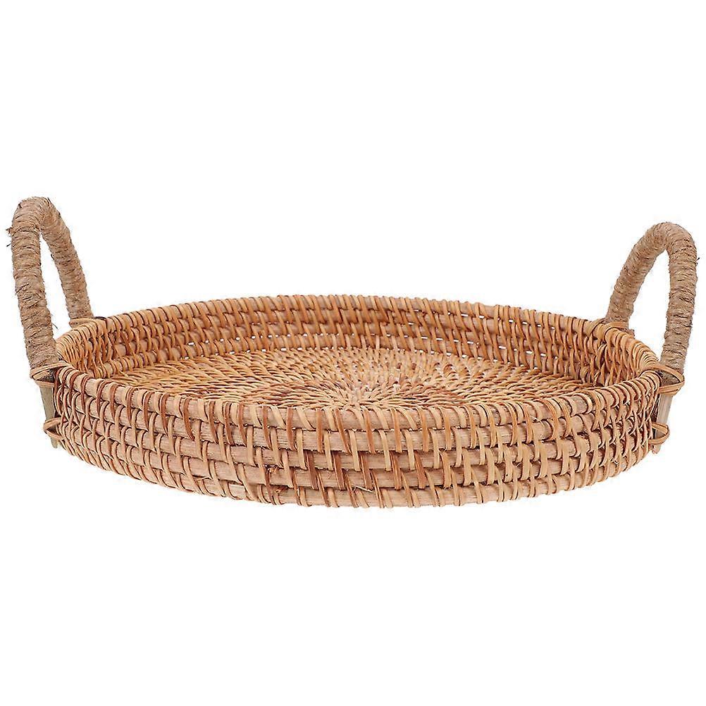 Round Woven Tray Small Basket for Storage Use with Handle