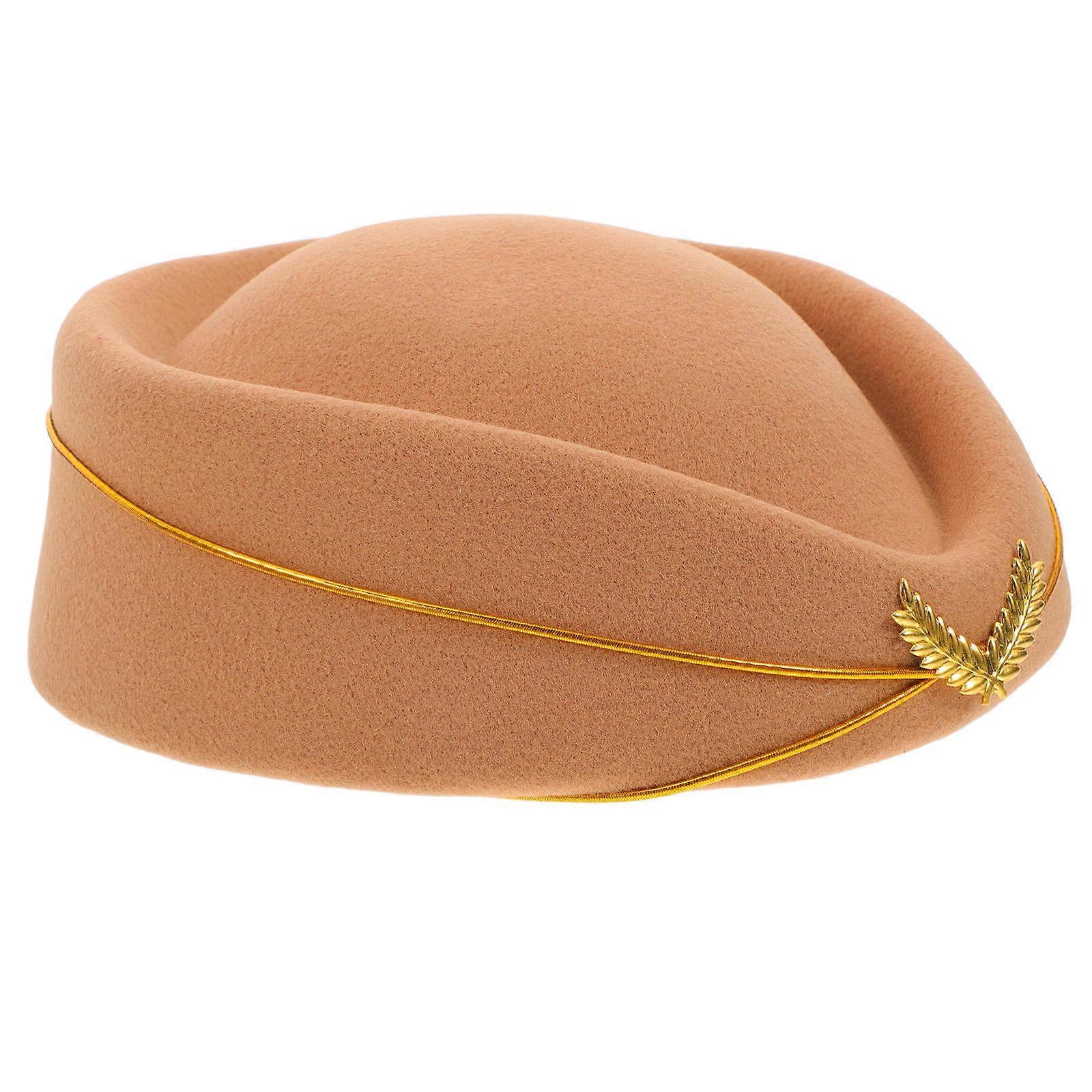 Felt Stewardess Hat for Women with Soft Fabric 4Pcs for Cosplay and Performance