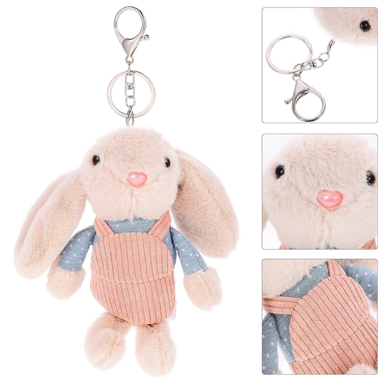 Stuffed Bunny Keychain Rabbit Key Chain for Hanging Bag Pendant 5Pcs