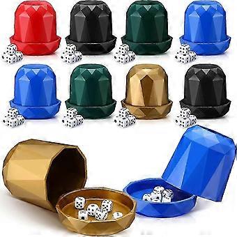10-Pack Mini Dice Cup Set with 50 Six-Sided Dice - Plastic Shaker Cups for Games, Parties, Prizes & Math Rewards
