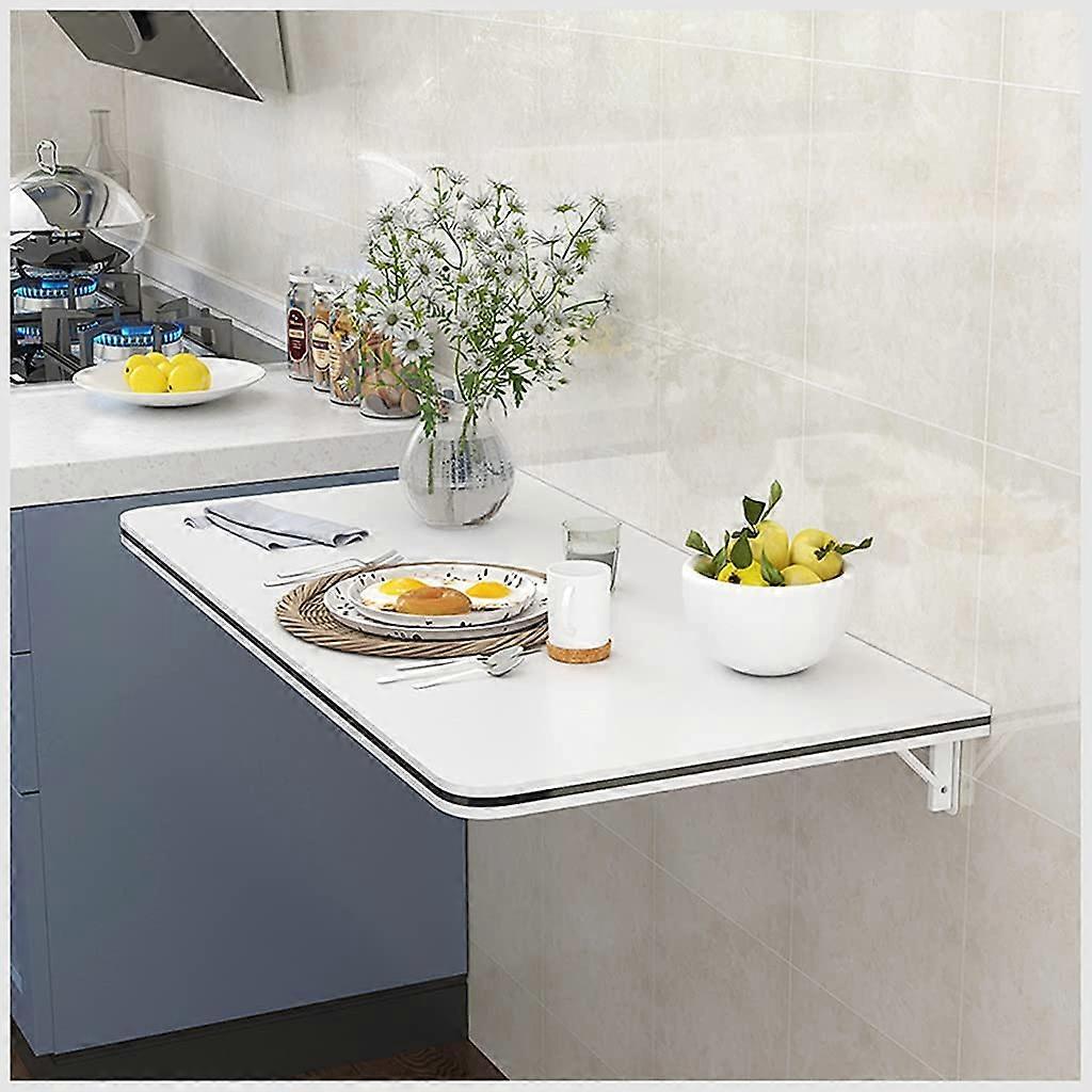 Wall Mounted Folding Wall Table EcoFriendly Sheet Metal Bracket 30x70 cm White Fold Away Desk For Study