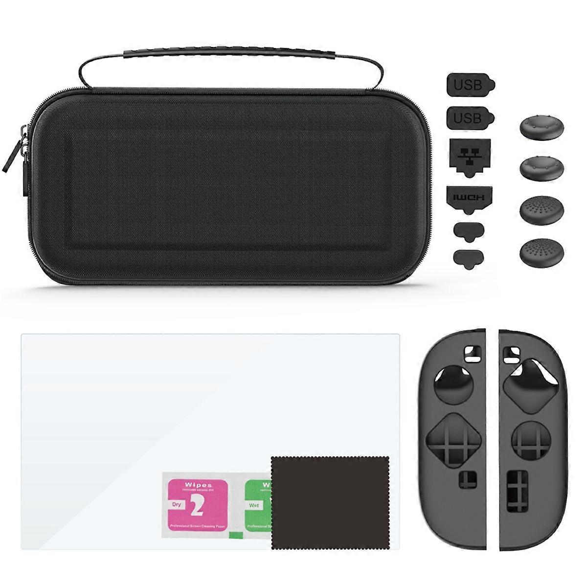 For Switch 2 Model Carrying Case 9 in 1 Accessories Kit Handle Silicone Cover Screen Protector Dustproof