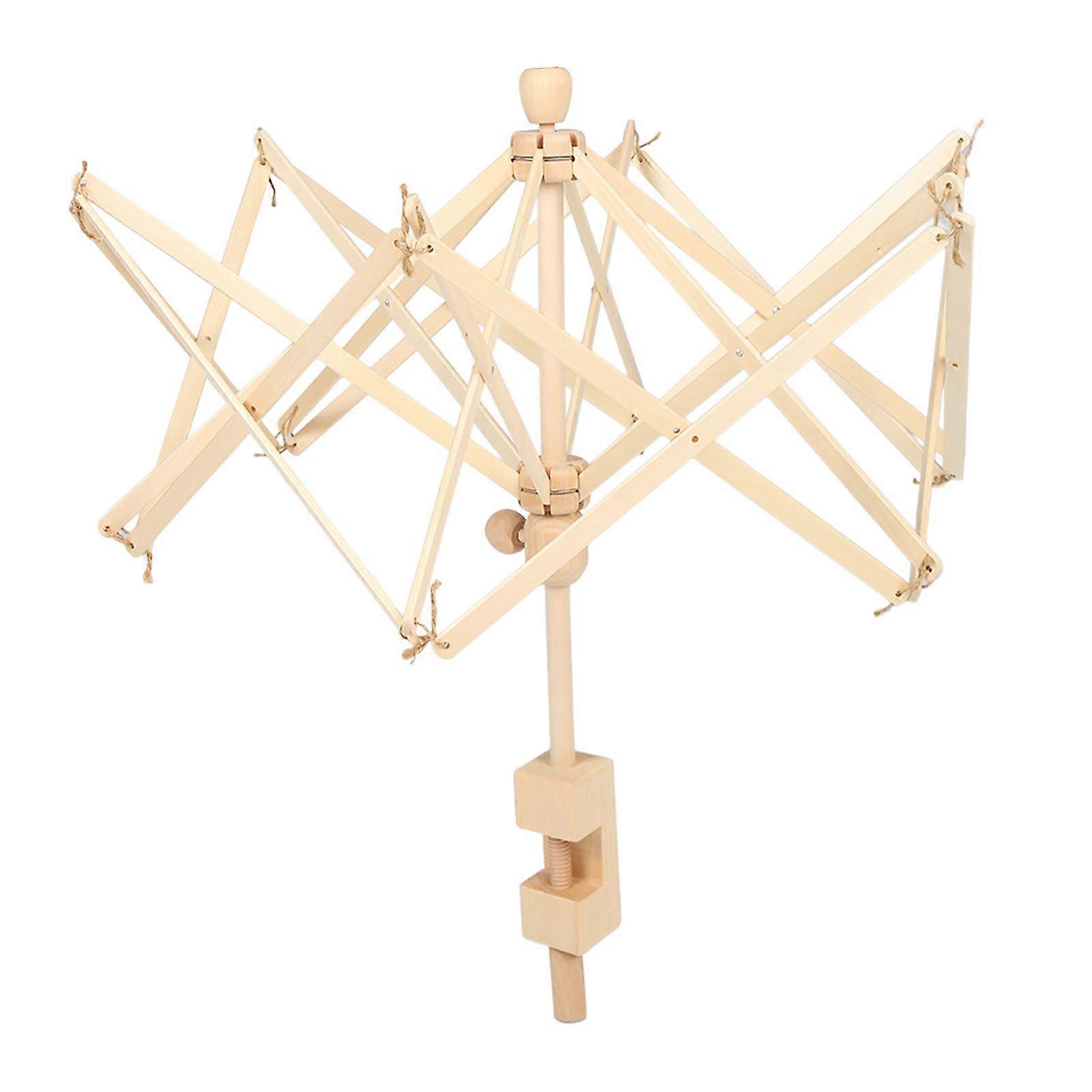 Wooden Umbrella Swift Yarn Winder 25in Length Handcraft Adjustable Clamp Yarn Swift Knitting Umbrella for Sweaters Hats
