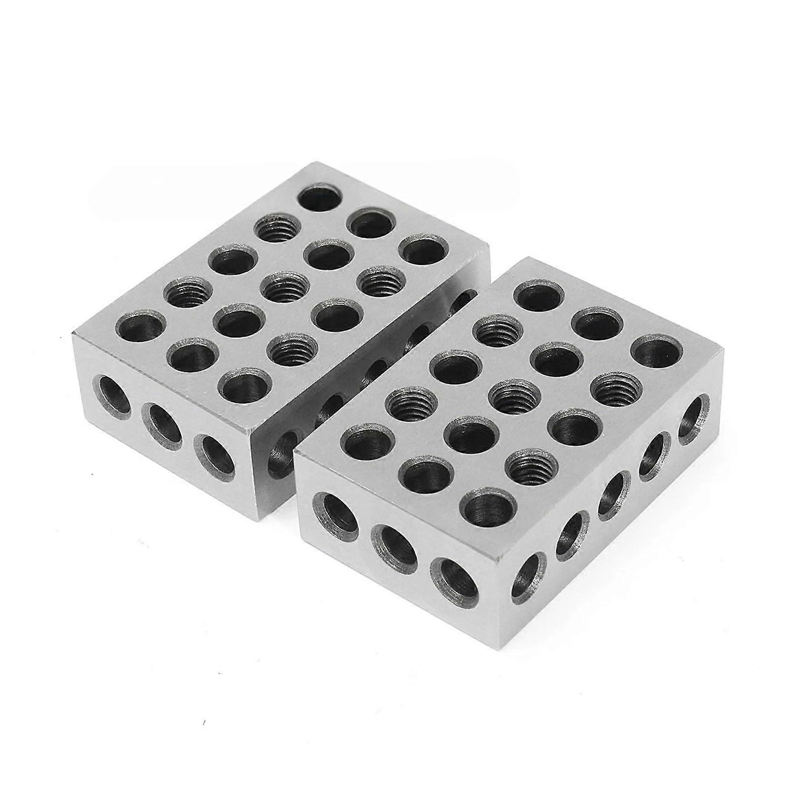 Precision Hardened Steel Block 2Pcs, 23 Holes, 255075mm, Parallel Clamping Block Set (1/23 In)