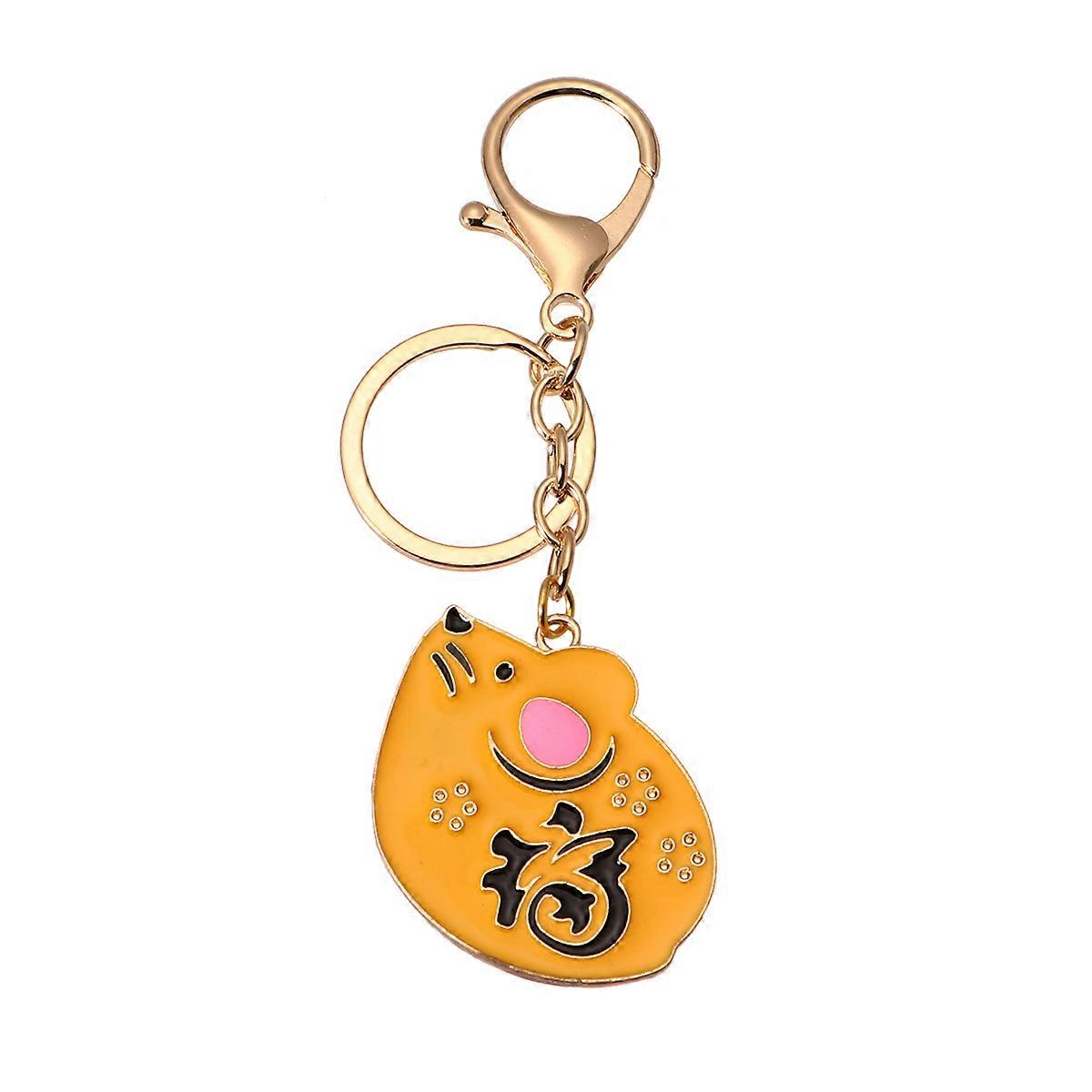 Year of The Rat Keychains Key Holder for Decoration Yellow Rat Gift