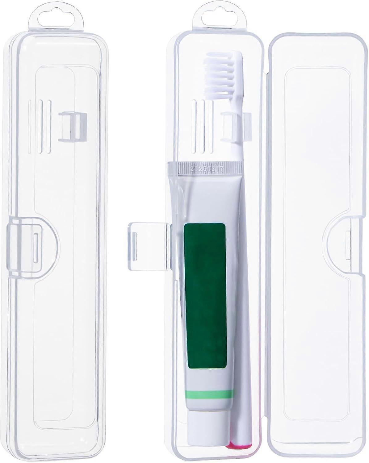 Toothbrush Travel Case 2 Pack, Gamdee Clear Toothbrush Case Holder Travel Size Plastic Toothbrush Holder Toothpaste Storage Container Portable for Tra
