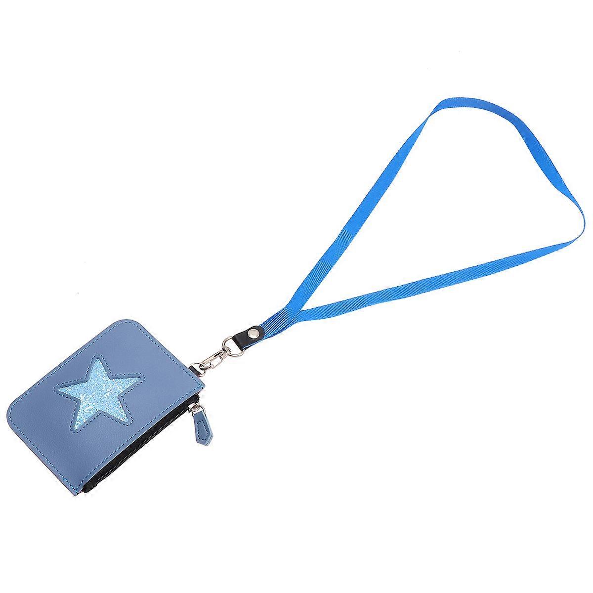 Small Wallet Holder for Storing Cards 3Pcs Blue Pentagram Pattern Bag