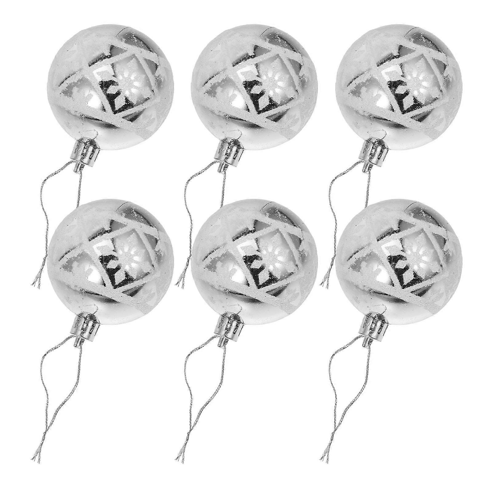 Decorative Xmas Party Ornament Ball With Silver Snowflake Pattern Perfect For Christmas Tree Decoration 24Pcs