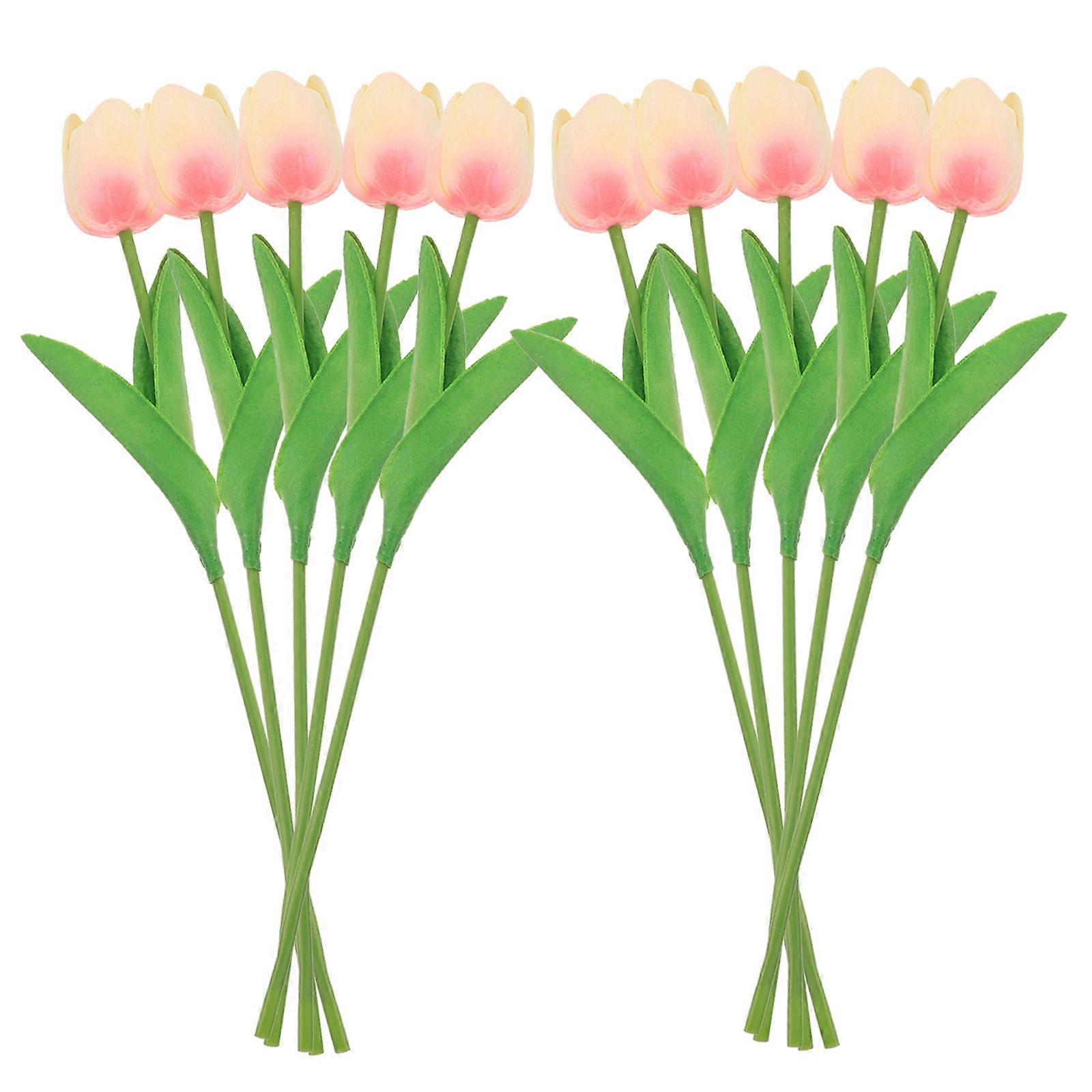Green Artificial Tulips Bouquet for Decoration 30Pcs Real Touch Flowers