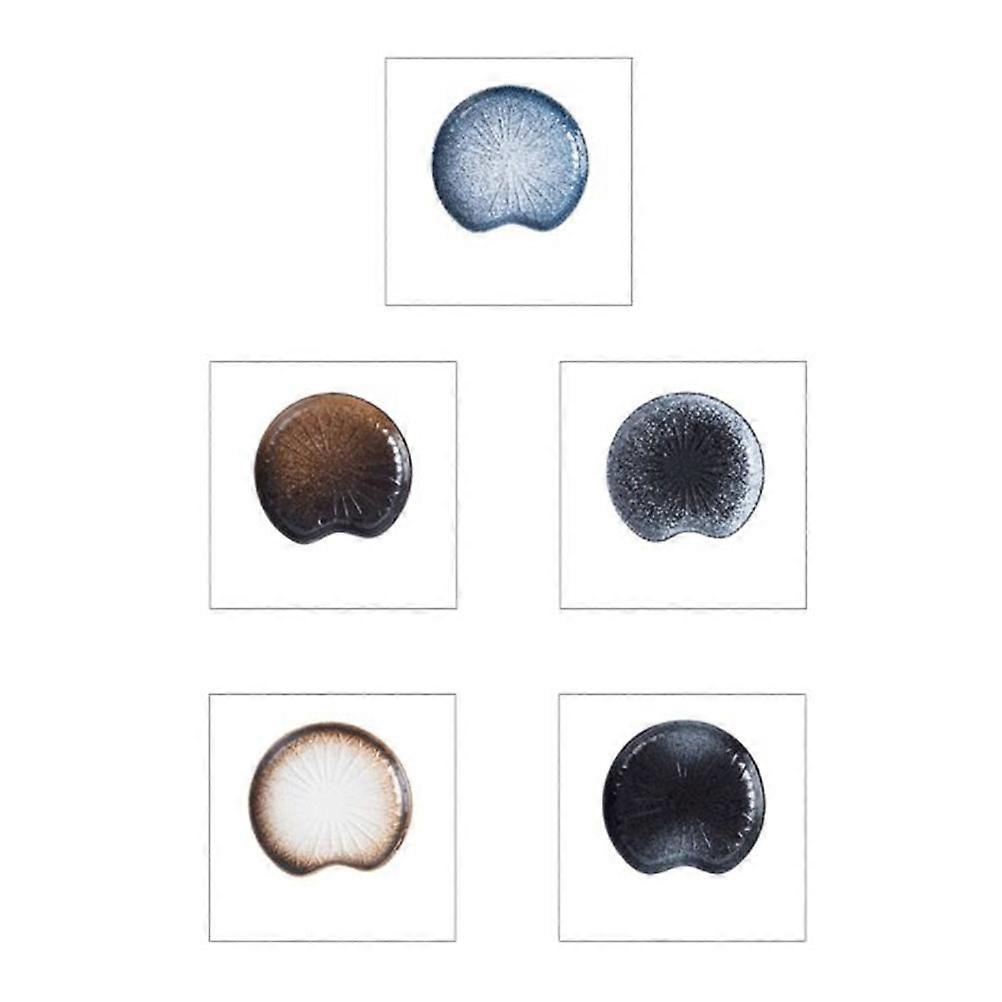 Ceramic Serving Plate Elegant Lotus Leaf Pattern For Restaurant Users Dark Brown 5 Inches 1Set