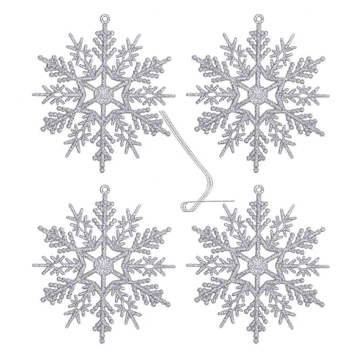 Silver Christmas Tree Snowflake Ornaments for Hanging 36Pcs Decoration