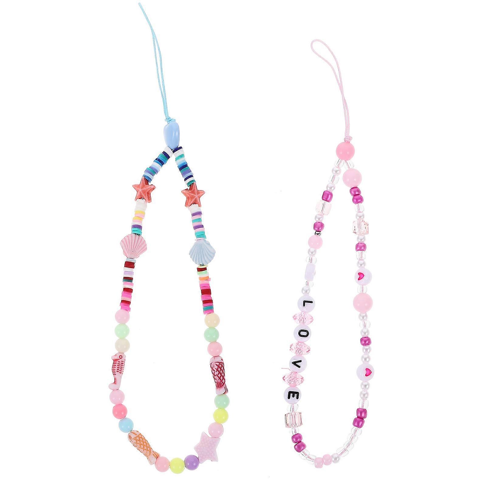 Phone Chain Strap Wrist Strap for Phone Case 6Pcs Beaded Wrist Lanyard