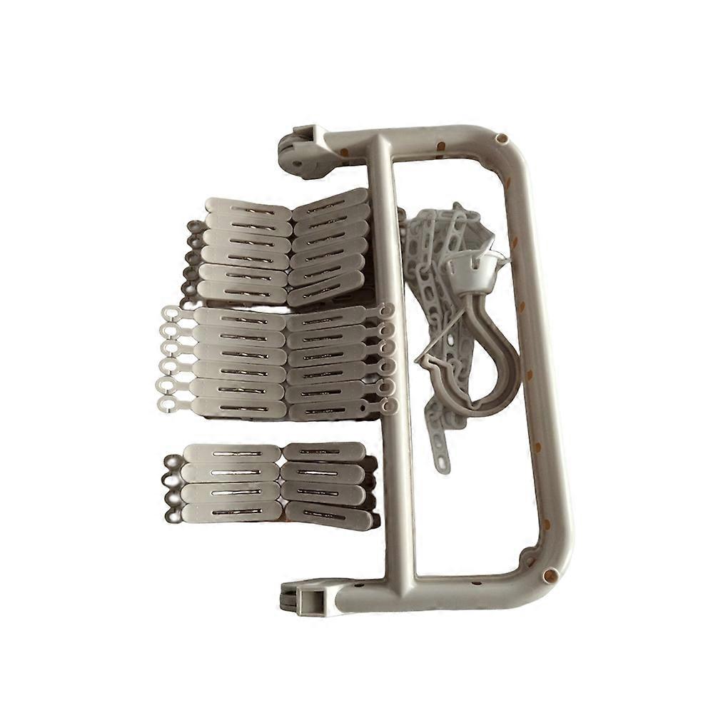 32 Clip Multifunctional Folding Drying Rack Underwear Sock Hanger Windproof Clothes Storage Rack, Beige