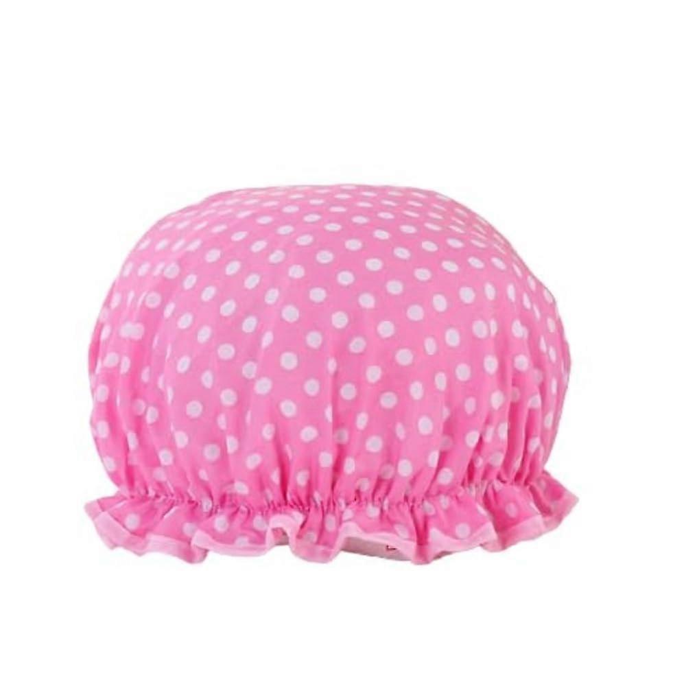 Double Layer Waterproof Shower Cap Elastic Band Long Hair Breathable Reusable Adjustable Bath Cap For Men And Women Pink