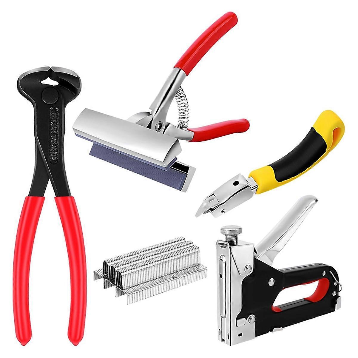 Heavy Duty Canvas Stretching Pliers with End Cutters and Staple Remover with 600 Staples, Canvas Stretching Pliers