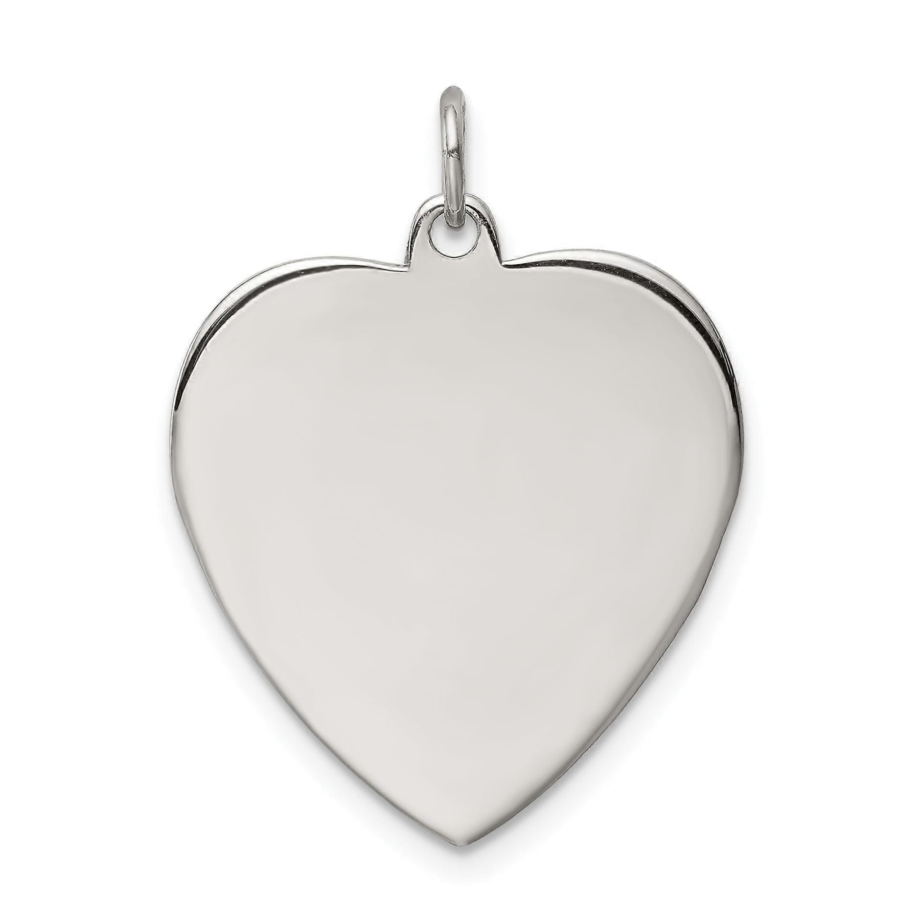 Sterling Silver Rhod-plated Eng. Heart Polish Front/Satin Back Disc Charm QM393/50