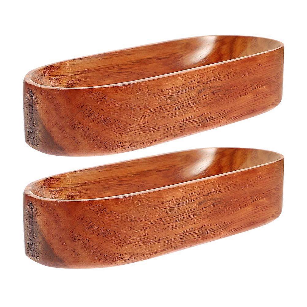 Oval Wooden Serving Tray Set For Home Dining Table Brown Color Ideal For Casual Gatherings 6 Pcs