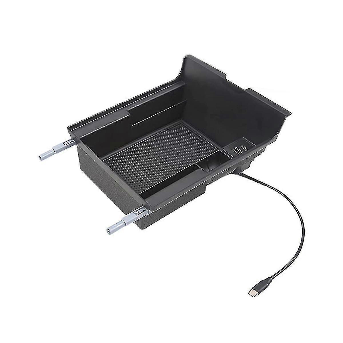 Center Console Tray Storage Box With Usb Type-c Compatible With Tesla Model 3 Y