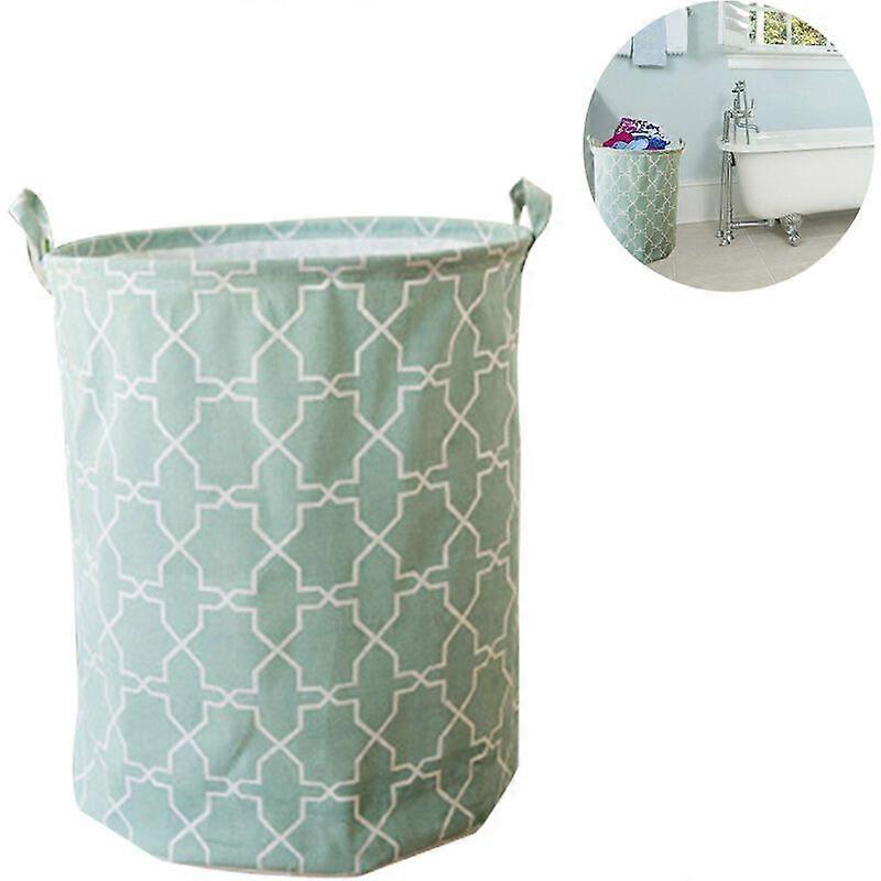 40*50CM Large Round Waterproof Laundry Basket Cotton Linen Foldable Storage Bin
