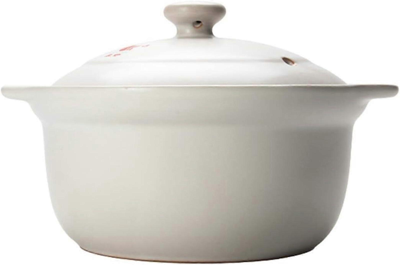 Soup Pot Round Ceramic Casserole With Lid  Temperature Resistant Anti Overflow Clay Pot Earth Paw Pot 1900 ml