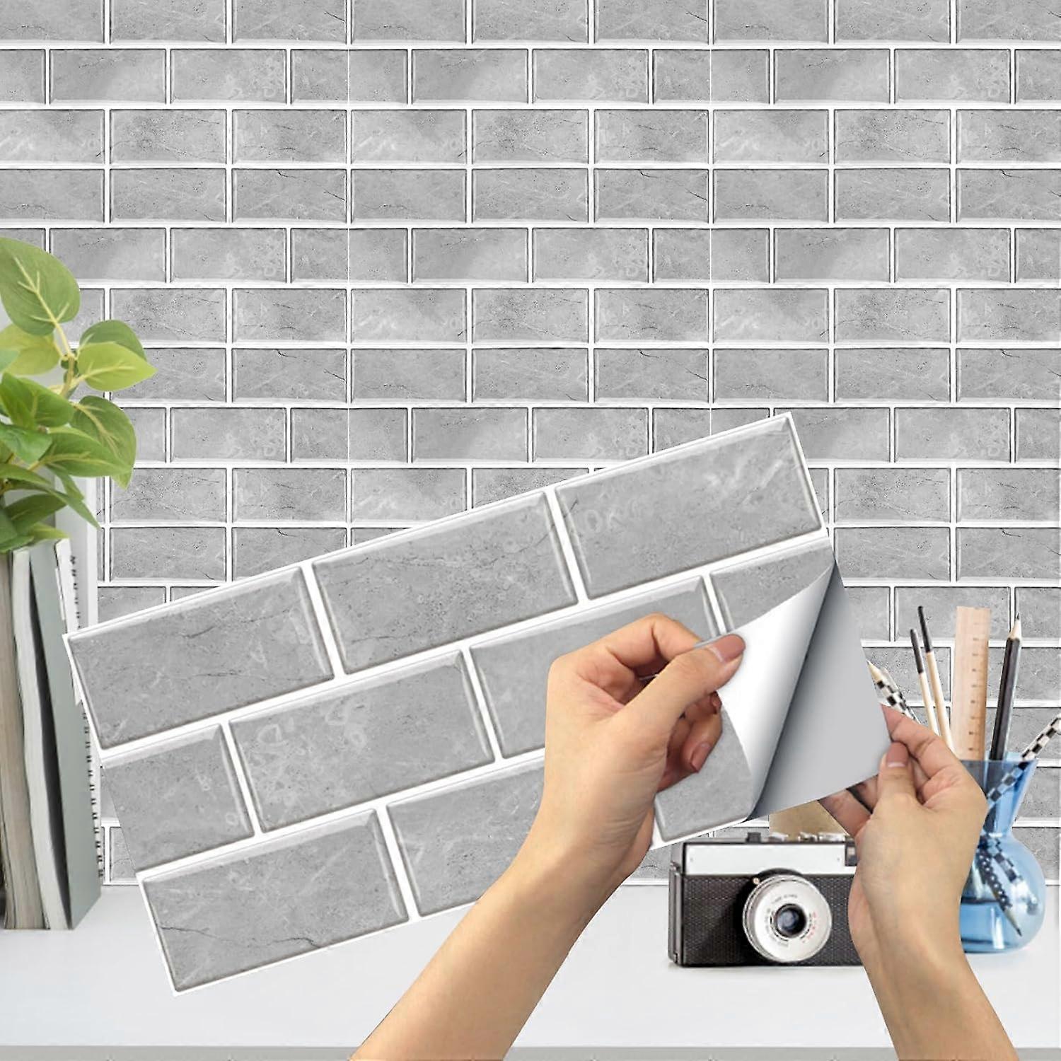 Self-Adhesive Wall Tiles, 6Pcs Rectangular Tile Stickers,Waterproof