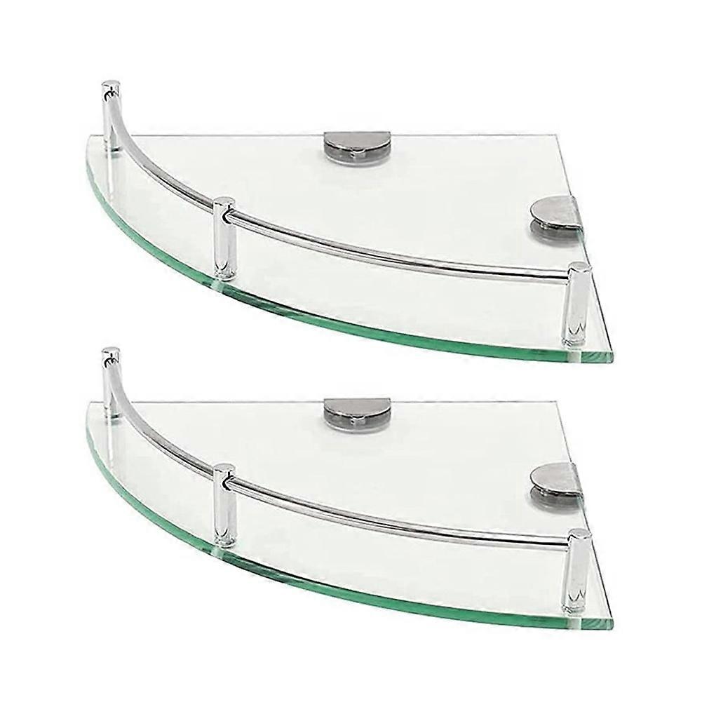 バスルームの棚、2層のバスルームガラスコーナーシェルフ壁掛け-C