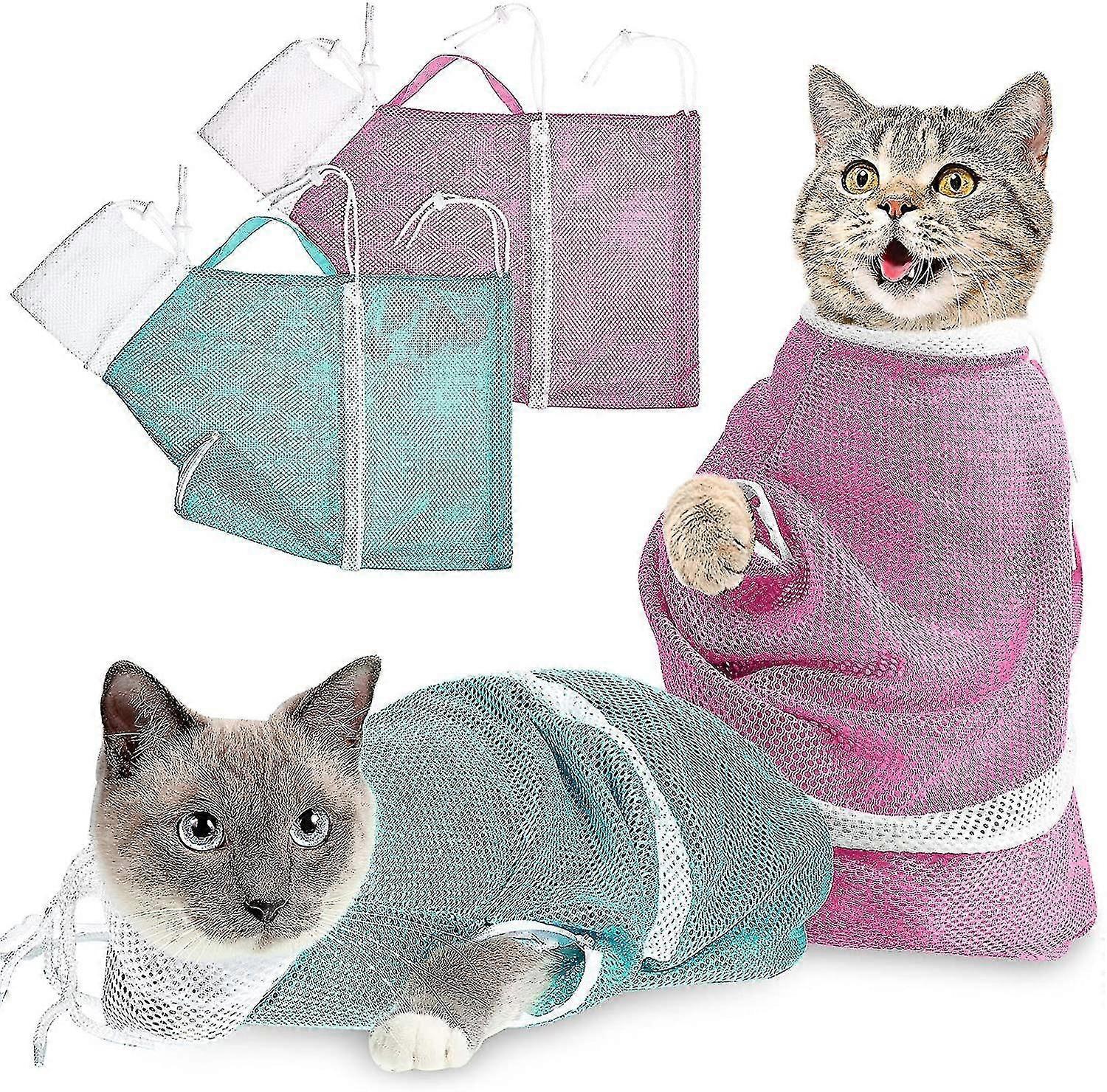 2 Pcs Adjustable Multifunctional Cat Bath Bag Anti-bite Anti-scratch