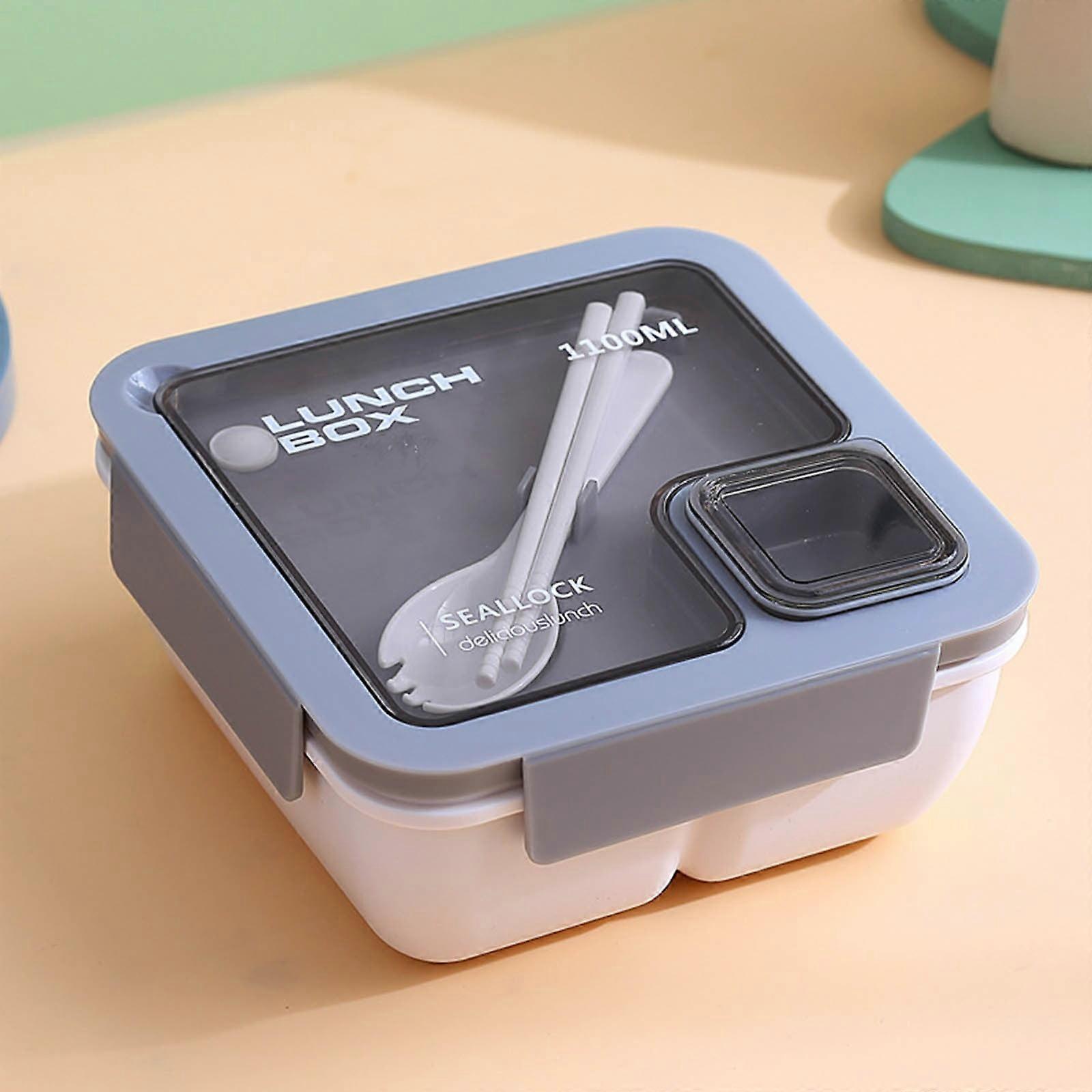WJSXC Portable Plastic Partition Integrated Lunch Box, Multi-functional Light Food Bento Box D