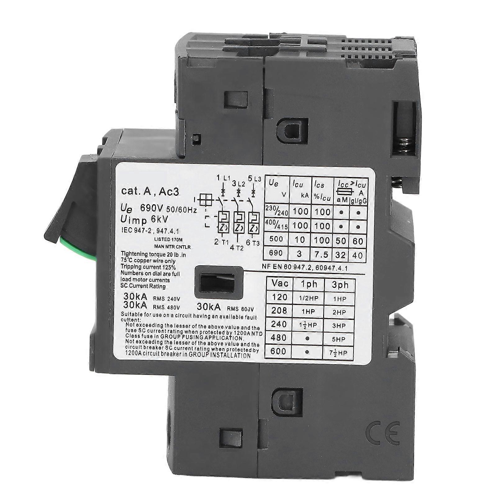 Motor Circuit Breaker 3P 1.6‑2.5A AC690V Push Button Operation Screw Connection Protection Switch 