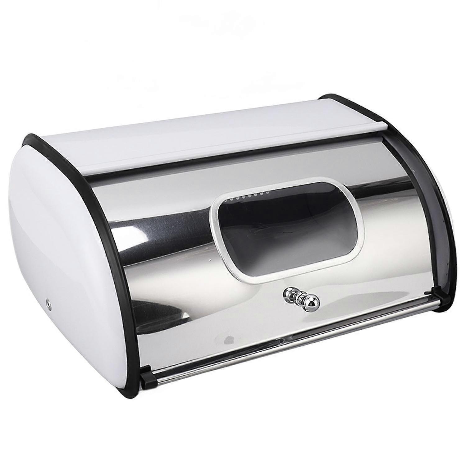 Bread Bin Bread Box Bread Holder Storage Container With Small Window for Kitchen Countertop White