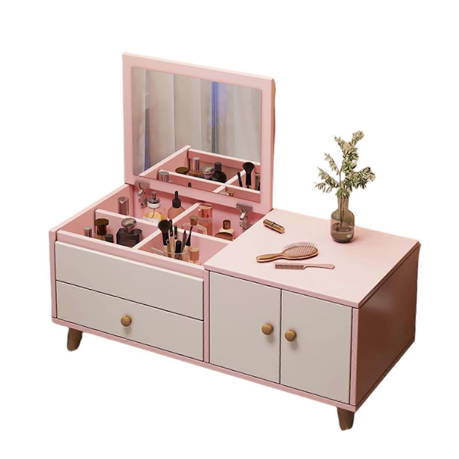 Vanity Table Bay Window With FlipUp Mirror, Mini Size, 1Drawer 2Door Cabinet,  Definition Dressing Table