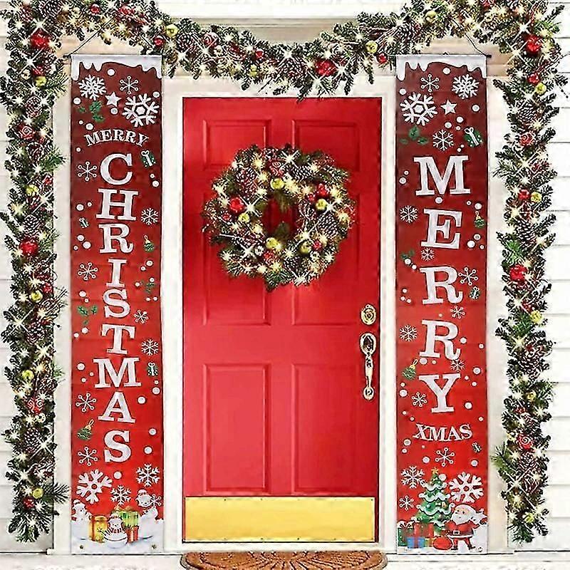 Christmas Banner Merry Christmas Banner, Red Christmas Banner Decoration, Merry Christmas Porch Sign, Christmas Banner - 180x30cm (Snowflakes)