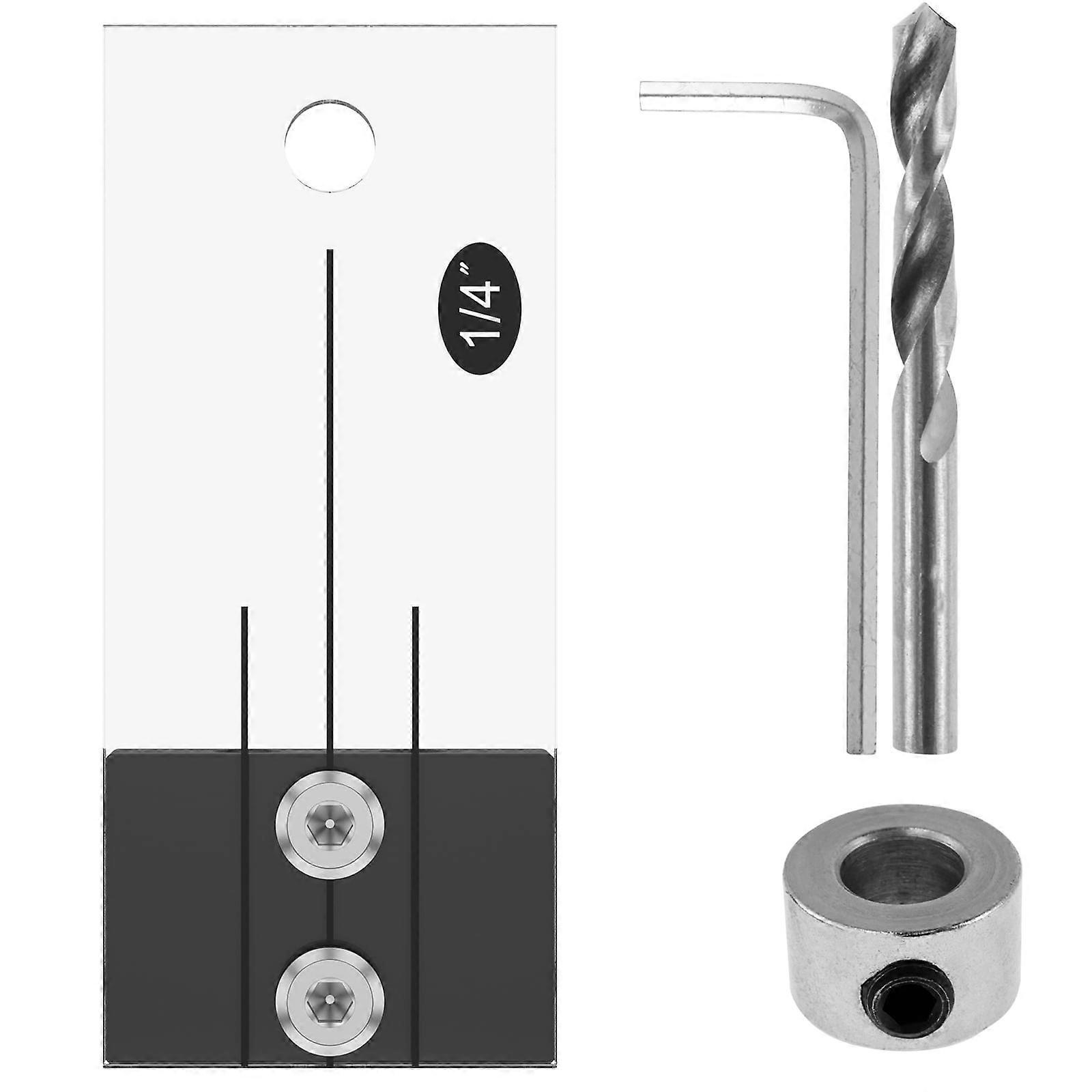 FUYGRCJ Pocket Hole Jig Kit with Drill Bit & Wrench, 1/4" Acrylic Guide for Precise Woodworking Dowel Drilling, compatible with standard drill bits