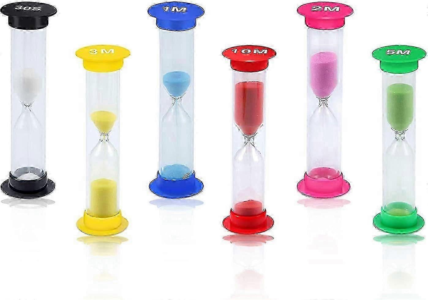 6 pcs Savings Timer sand clock, 30 sec 1/2/3/5/10 minutes designated for cooking(multicolored)