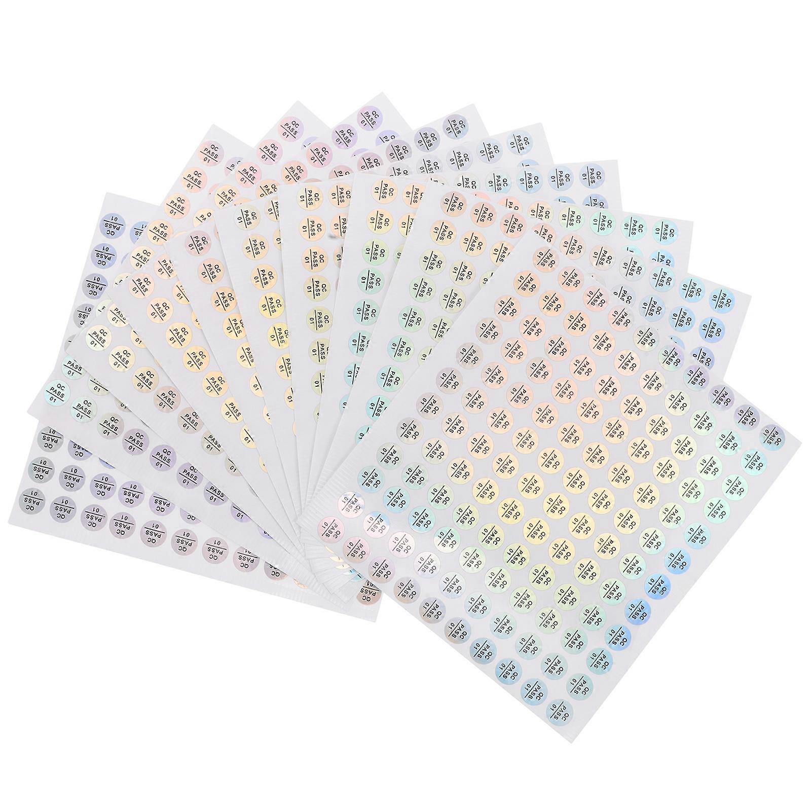 Qc Inspection Labels Silver Adhesive for Quality Control Assurance 10 Sheet