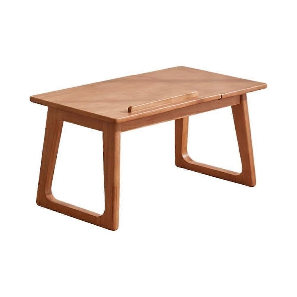 Retro Wood Bay Window Table Adjustable  Portable Bed Tray Low Floor Brown Natural
