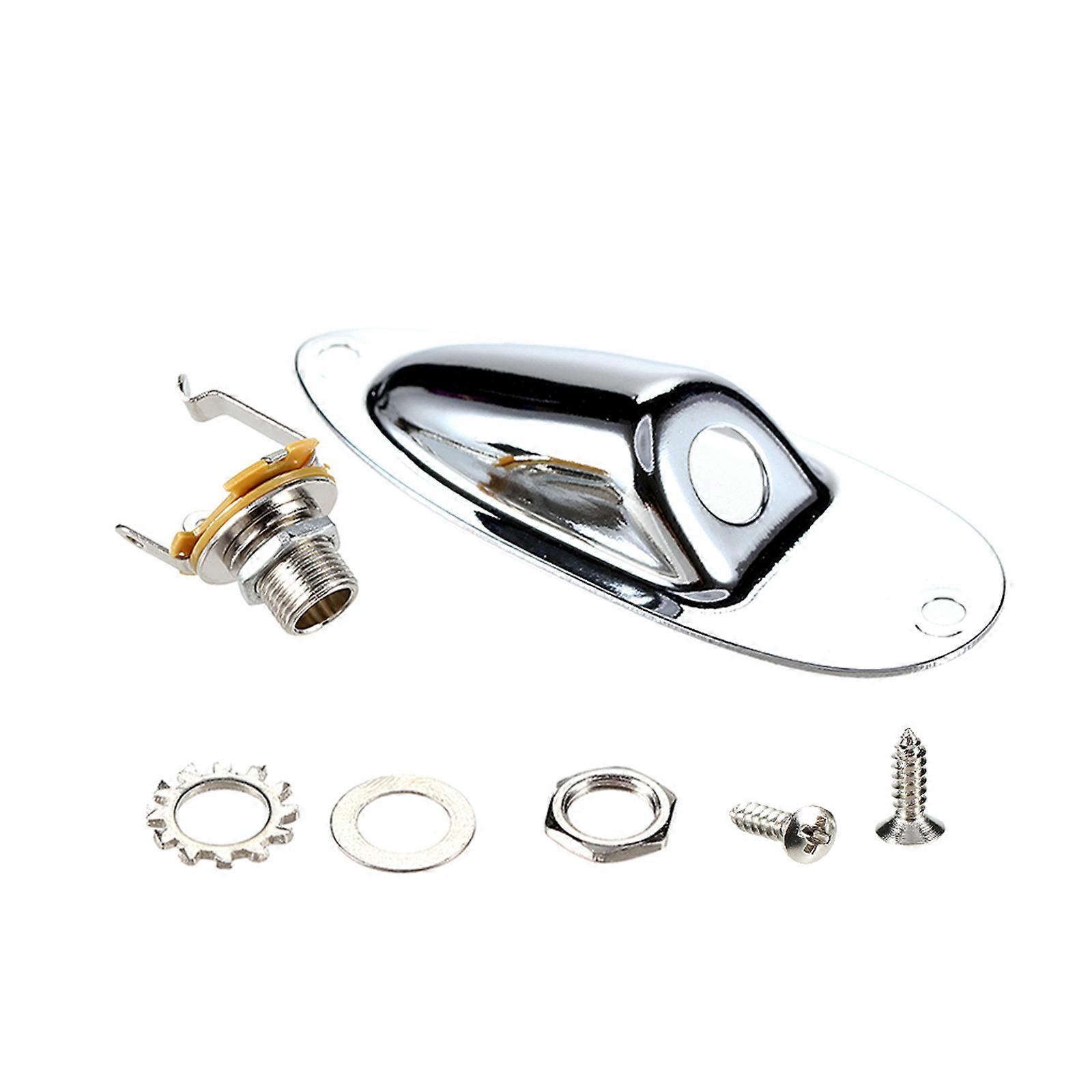 Enhanced Vibration Resistant Guitar Jacks Socket Plate With Gear Tooth Washer and Mounting Screws For Stable Connection  Silver