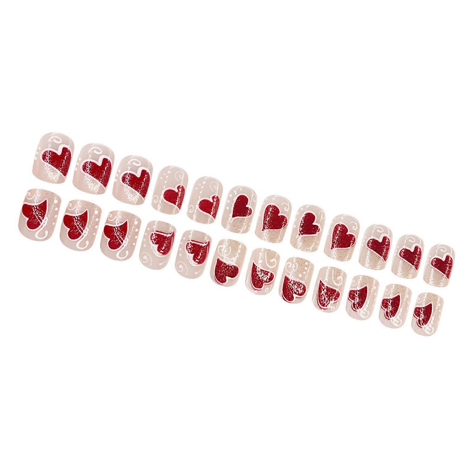 24 יחידות ציפורניים מלאכותיות צרפתיות דבקות מרובעות על ציפורניים ציפורניים מלאכותיות מתנות לנשים בנות ססגוניות