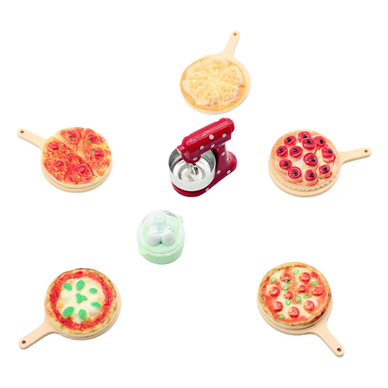 Realistic Tiny Combiner And Pizza Dish Collection Permanent Rosin Craft For Model House Enthusiasts Gifting Multicolor