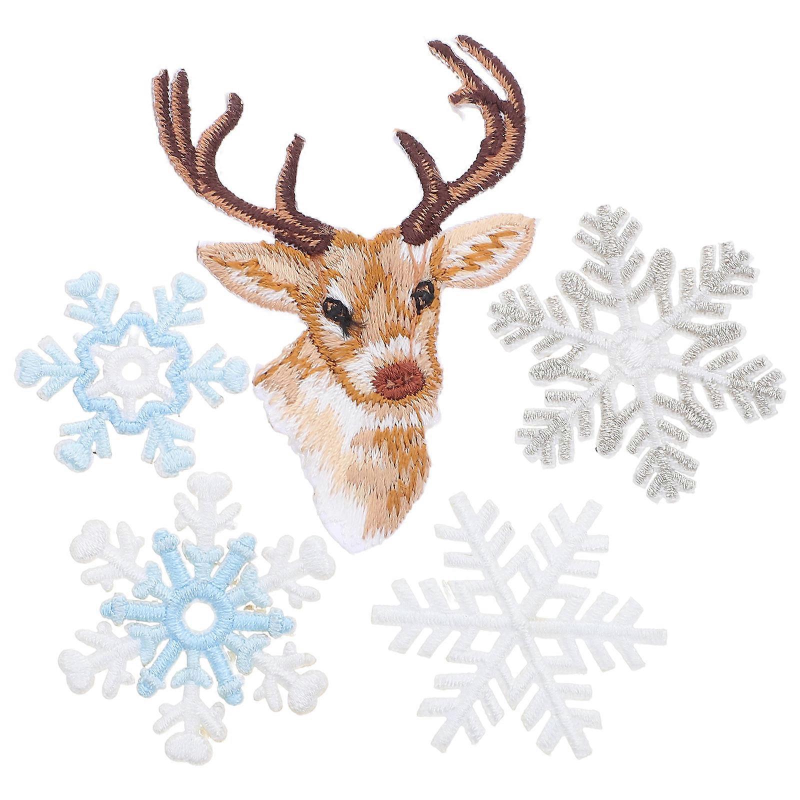 Snowflake Embroidered Applique Iron on Patches for Clothes 6Pcs Assorted