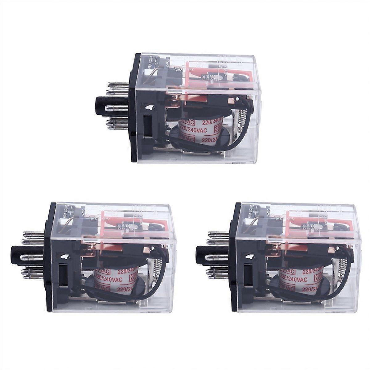 3X AC 220V/230V Coil Voltage PCB Power Relay 8 Pins DPDT 2NO 2NC MK2P-1