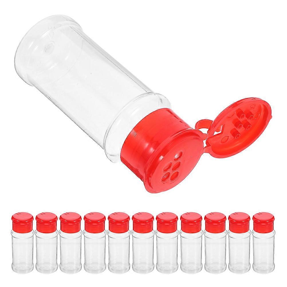 Clear Plastic Seasoning Jars Leakproof Kitchen Condiment Dispenser 12Pcs