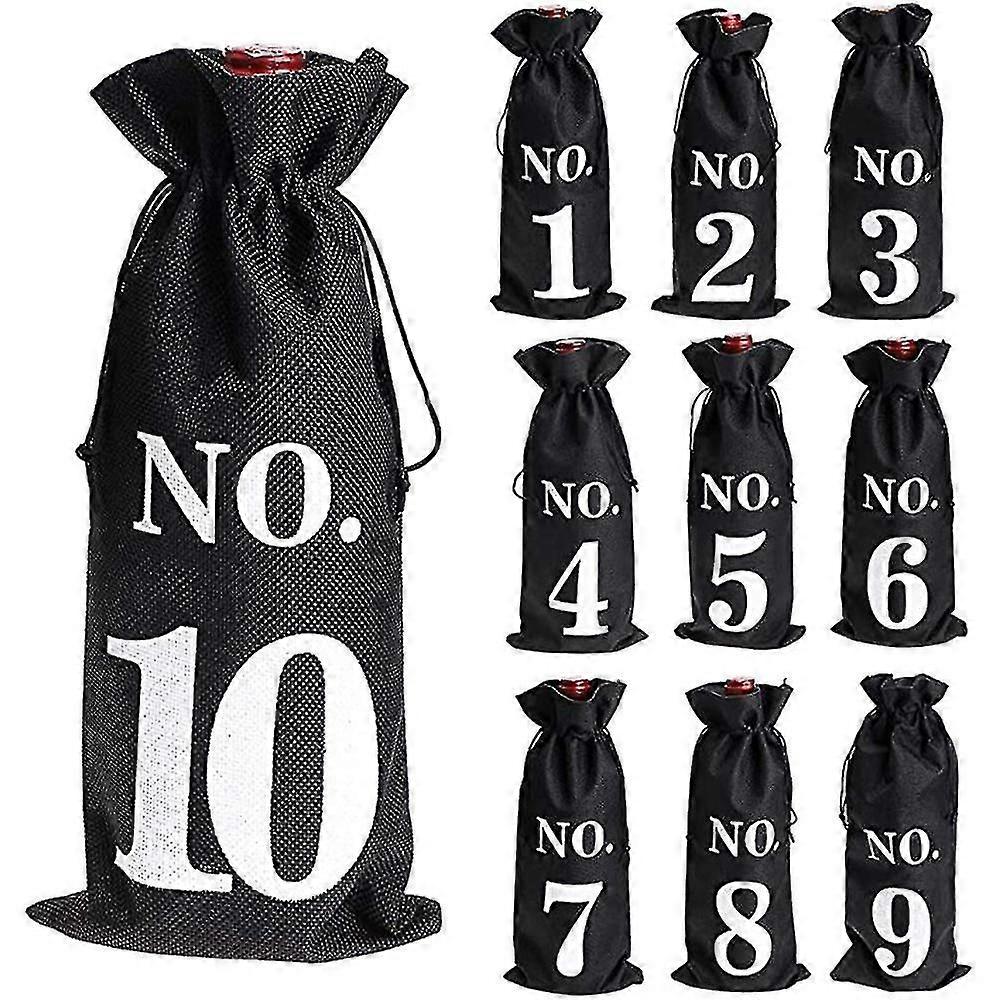 10 Count Burlap Drawstring Sleeves for Wine Bottle Blind Tasting