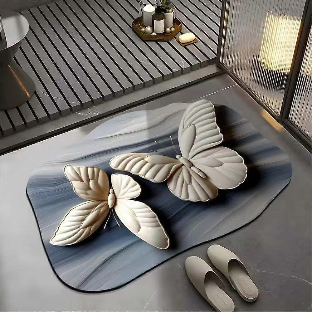 3D Rubber Bathroom Mat with Realistic Flower Pattern, NonSlip Absorbent XL Floor Rug