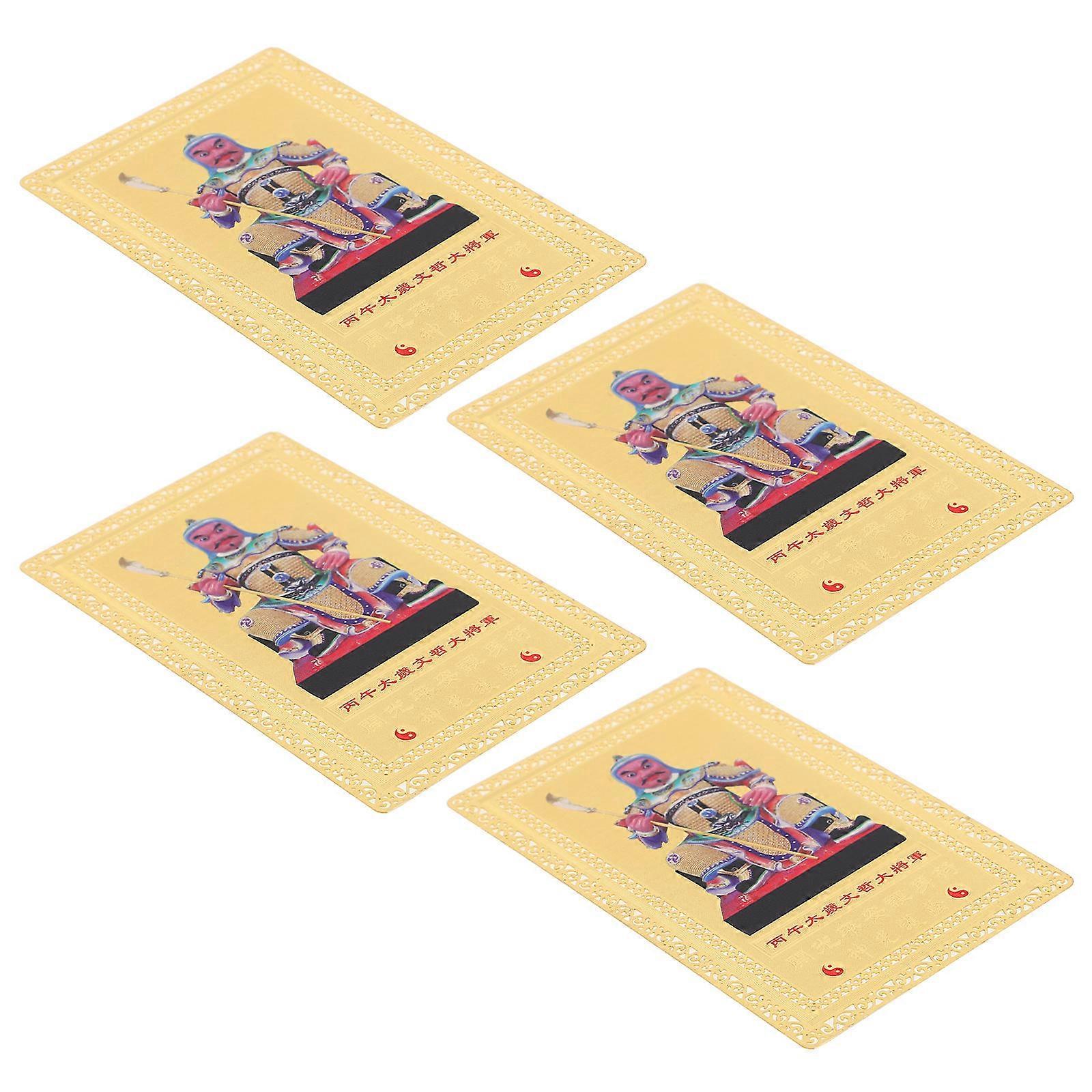 4Pcs Feng Shui Card For Good Luck And Prosperity Featuring Copper Material Suitable For Home Office Car Usage