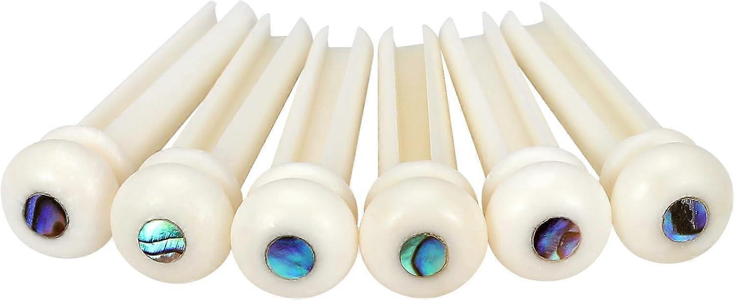 6pcs Guitar Bone Bridge Pins Replacement Parts with Abalone Dot