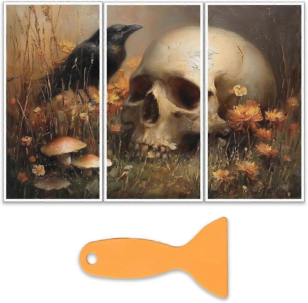 3Pcs/Set Crow Rub on Transfers for Furniture and Craft 6x12 Inch Flower and Furniture Decal Transfer Stickers Rub on Decal with 1pc Scraper for Scrapb