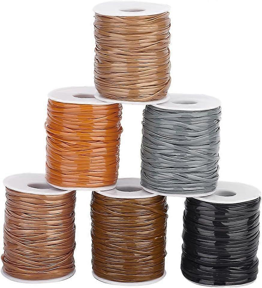 300m Flat Lanyard String 6 Colors Plastic Lacing Cord Gimp String Brown Theme PVC String for Jewelry Bracelet and Lanyard Weaving Anklets Keychain Art
