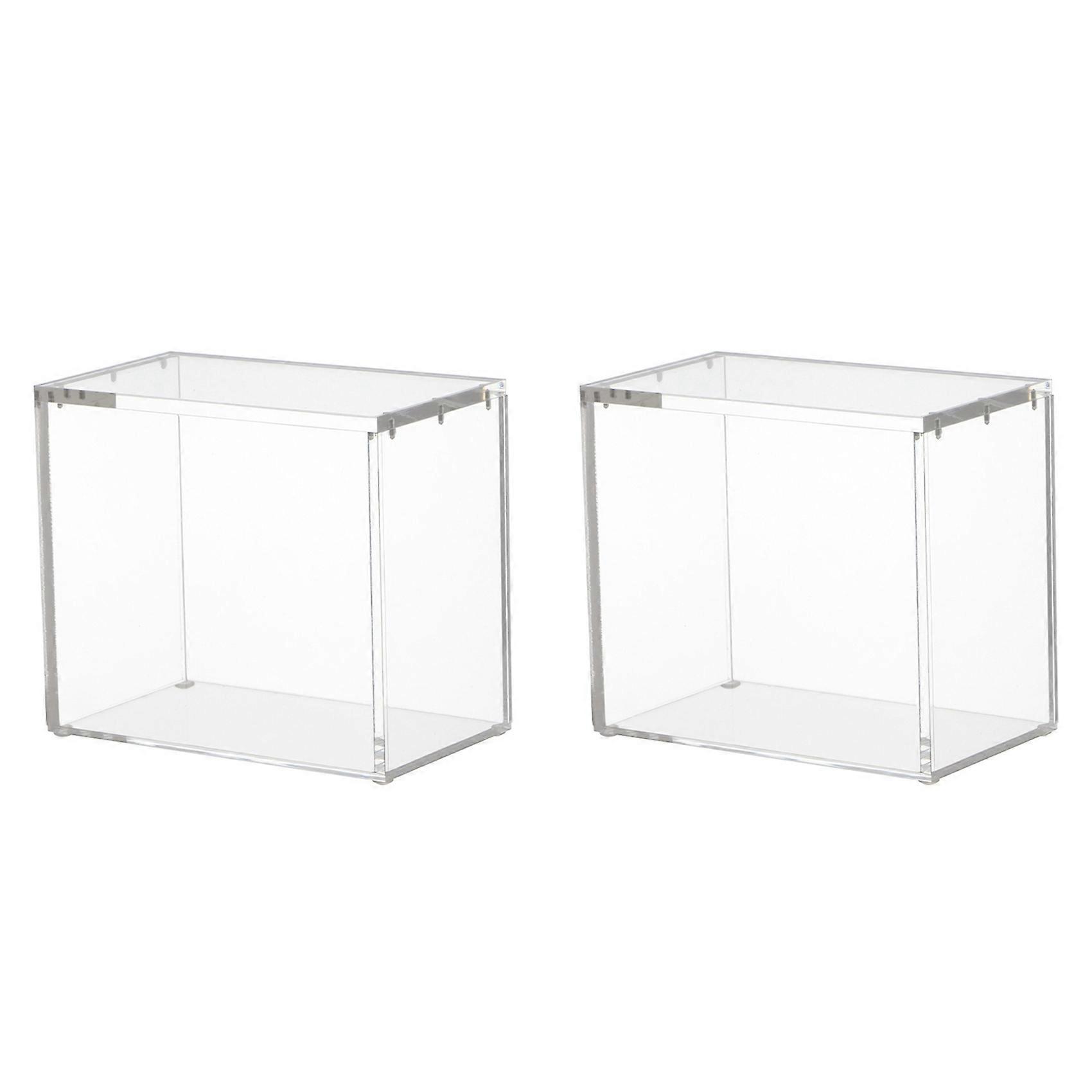 2X Acrylic Case Protector Clear Acrylic Storage with Lid Magnetic Closure Top Loading for Collectibles and Figure Card